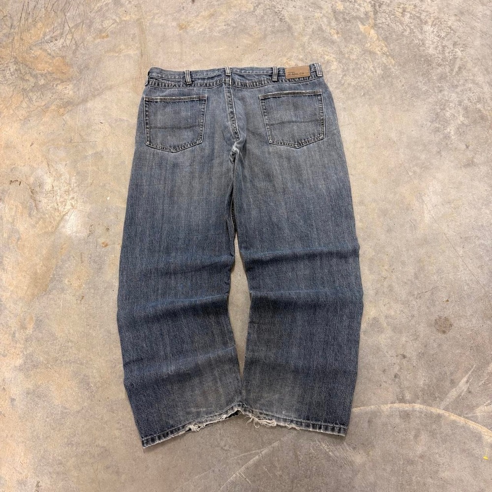 Wrangler Jeans Co Loose Straight Baggy Jeans Dark Wash Distressed Y2K Mens 38x28